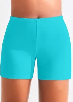 High Waisted Plus Size Neon Blue Swim Shorts