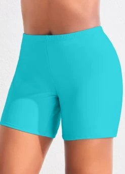 High Waisted Plus Size Neon Blue Swim Shorts -Modlily 319921 P 16739419666582