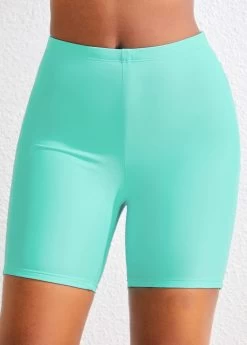 High Waisted Mint Green Swim Shorts