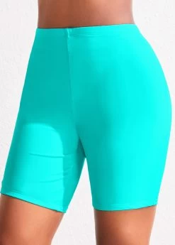 High Waisted Plus Size Cyan Swim Shorts -Modlily 319925 P 16738684239342