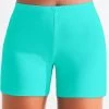 High Waisted Plus Size Cyan Swimwear Shorts