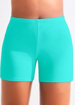 High Waisted Plus Size Cyan Swimwear Shorts