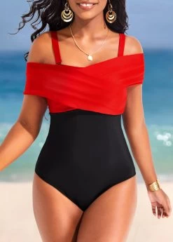 Criss Cross Black Contrast One Piece Swimwear 9 Criss Cross Black Contrast One Piece Swimwear -Modlily 320084 P 16721391741904