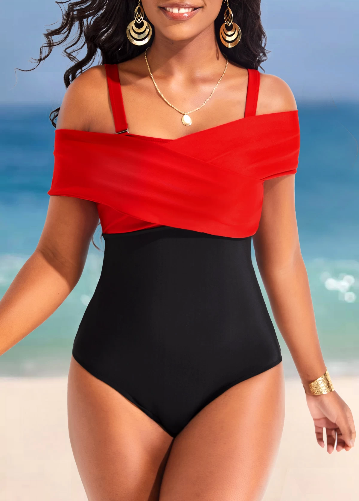 Criss Cross Black Contrast One Piece Swimwear 5 Criss Cross Black Contrast One Piece Swimwear - Image 5