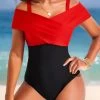 Criss Cross Black Contrast One Piece Swimwear