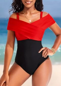 Criss Cross Black Contrast One Piece Swimwear