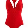 Cut Out Red One Piece Swimwear