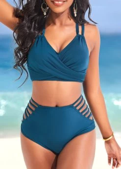 Criss Cross Turquoise Double Straps Bikini Set