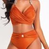 Criss Cross High Waisted Brick Red Bikini Set