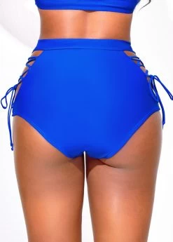 Cut Out Royal Blue Lace Up Bikini Set -Modlily 320759 P 16723045237561