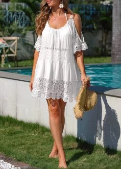 Lace White Cold Shoulder Cover Up -Modlily 321400 P 16738677934384