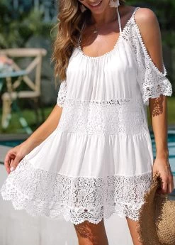 Lace White Cold Shoulder Cover Up -Modlily 321400 P 16738677936783