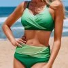 Criss Cross Ombre Green Bikini Set