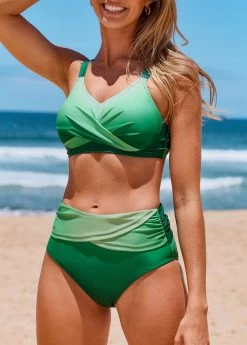 Criss Cross Ombre Green Bikini Set -Modlily 321624 P 16709290979022