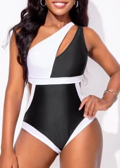 Black Contrast Cutout One Piece Swimwear -Modlily 321735 P 16709808590396