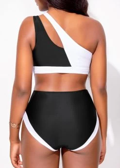 Black Contrast Cutout One Piece Swimwear -Modlily 321735 P 16709808592077