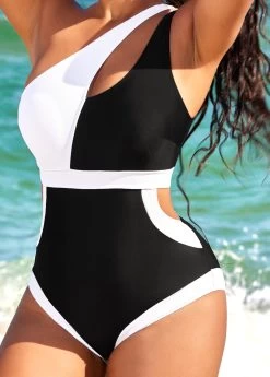 Black Contrast Cutout One Piece Swimwear -Modlily 321735 P 16709808593935