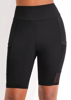 High Waisted Black Pocket Beach Shorts -Modlily 322455 P 16722265977670