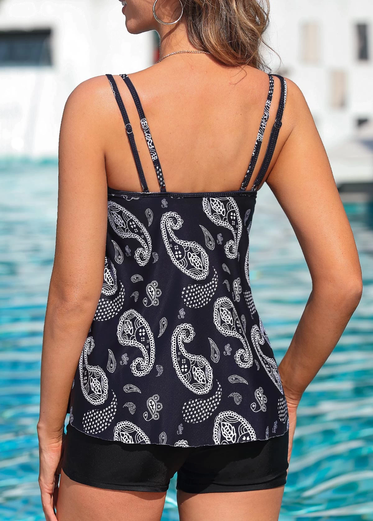 Mesh Paisley Print Black Tankini Set 2 Mesh Paisley Print Black Tankini Set - Image 2