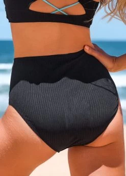 Criss Cross Black Wide Strap Bikini Set -Modlily 323508 P 16727206212821