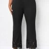 Black Burn Out Printing Plus Size Pants