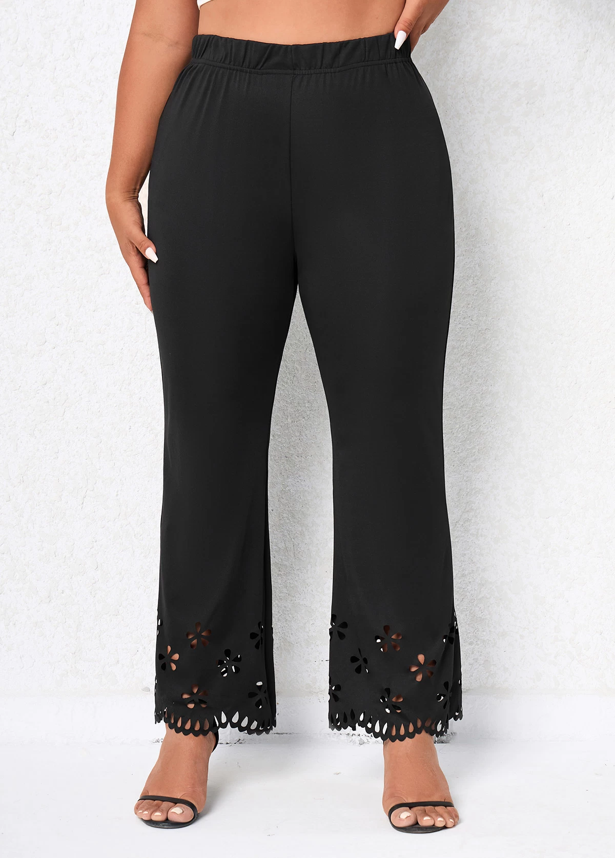 Black Burn Out Printing Plus Size Pants 1 Black Burn Out Printing Plus Size Pants