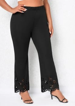Black Burn Out Printing Plus Size Pants 5 Black Burn Out Printing Plus Size Pants -Modlily 323635 P 16787616808532