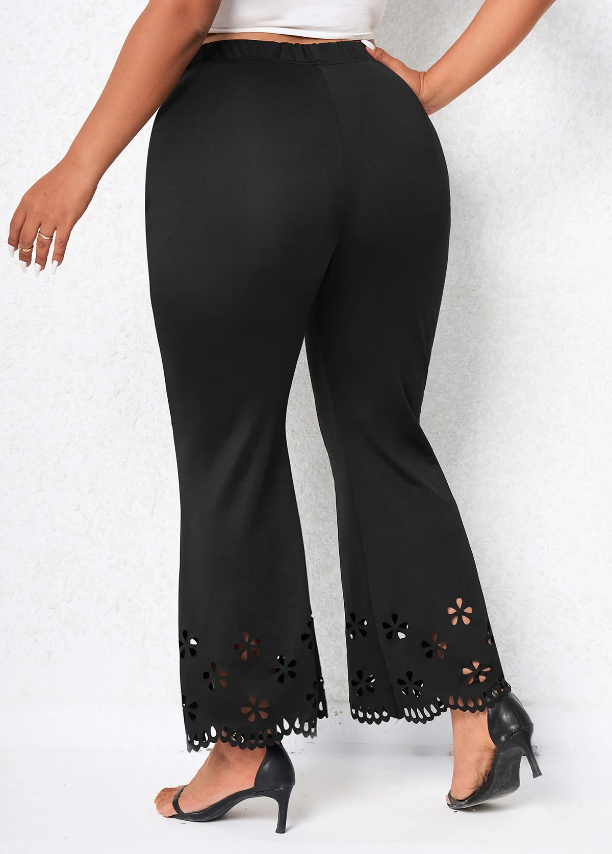 Black Burn Out Printing Plus Size Pants 2 Black Burn Out Printing Plus Size Pants - Image 2