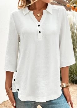 Plus Size White Button Blouse