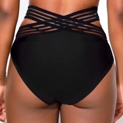 Asymmetry Black Mesh Stitching Bikini Set -Modlily 324184 P 16734266869691