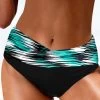 Mid Waisted Dazzle Colorful Print Black Bikini Bottom