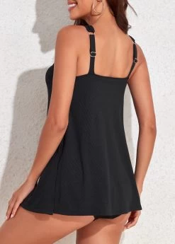 Circular Ring Mid Waisted Black Swimdress Set -Modlily 325162 P 16794712888762