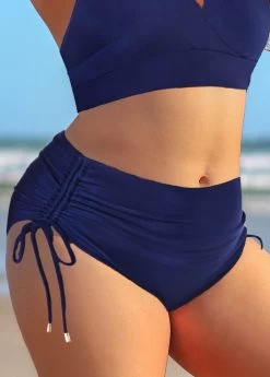 Plus Size Tie Navy Bikini Set -Modlily 325402 P 16753379908822