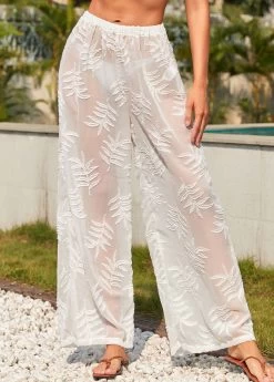 Plants Print Jacquard White Cover Up 9 Plants Print Jacquard White Cover Up -Modlily 325752 P 16780904678204