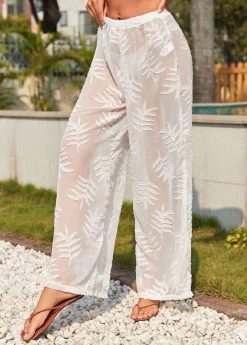 Plants Print Jacquard White Cover Up 7 Plants Print Jacquard White Cover Up -Modlily 325752 P 16780904679282