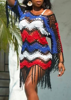 Tassel Multi Color Contrast Cover Up -Modlily 326260 P 16789341025175