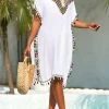 Tassel Patchwork Weave White Cover Up
