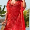 Split Red Tassel Hollow Cover Up
