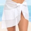 White Layered Ruffle Hem Tie Side Sarong