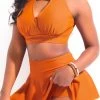 Cut Out High Waisted Orange Bikini Set