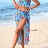 Ruffle Mid Waisted Floral Print Bikini Sets