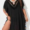 Plus Size Tassel Black Cover Up