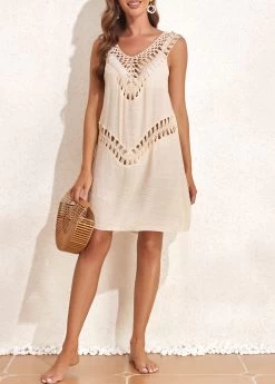 V Neck Patchwork Skin Color Cover Up -Modlily 327050 P 16806045341234