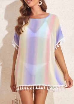 Tassel Ombre Multi Color Cover Up
