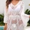 Tassel Lace Patchwork White Cover Up