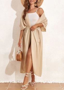 Tie Light Coffee Belted Cover Up -Modlily 327156 P 16806047043625