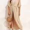 Tie Light Coffee Belted Cover Up