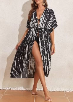 Tie Dye Lightweight Black Cover Up -Modlily 327160 P 16805031773675