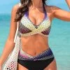 Criss Cross Mid Waisted Ombre Bikini Set