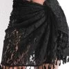 Lace Tassel Design Tie Black Sarong